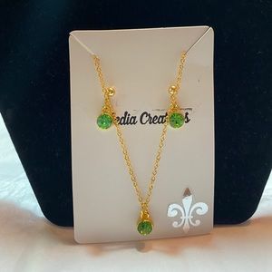 Emerald Green Crystal Necklace and Earrings Set